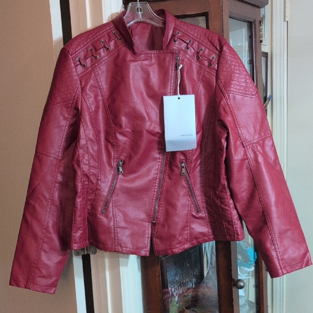 Stylish Red Leather Jacket